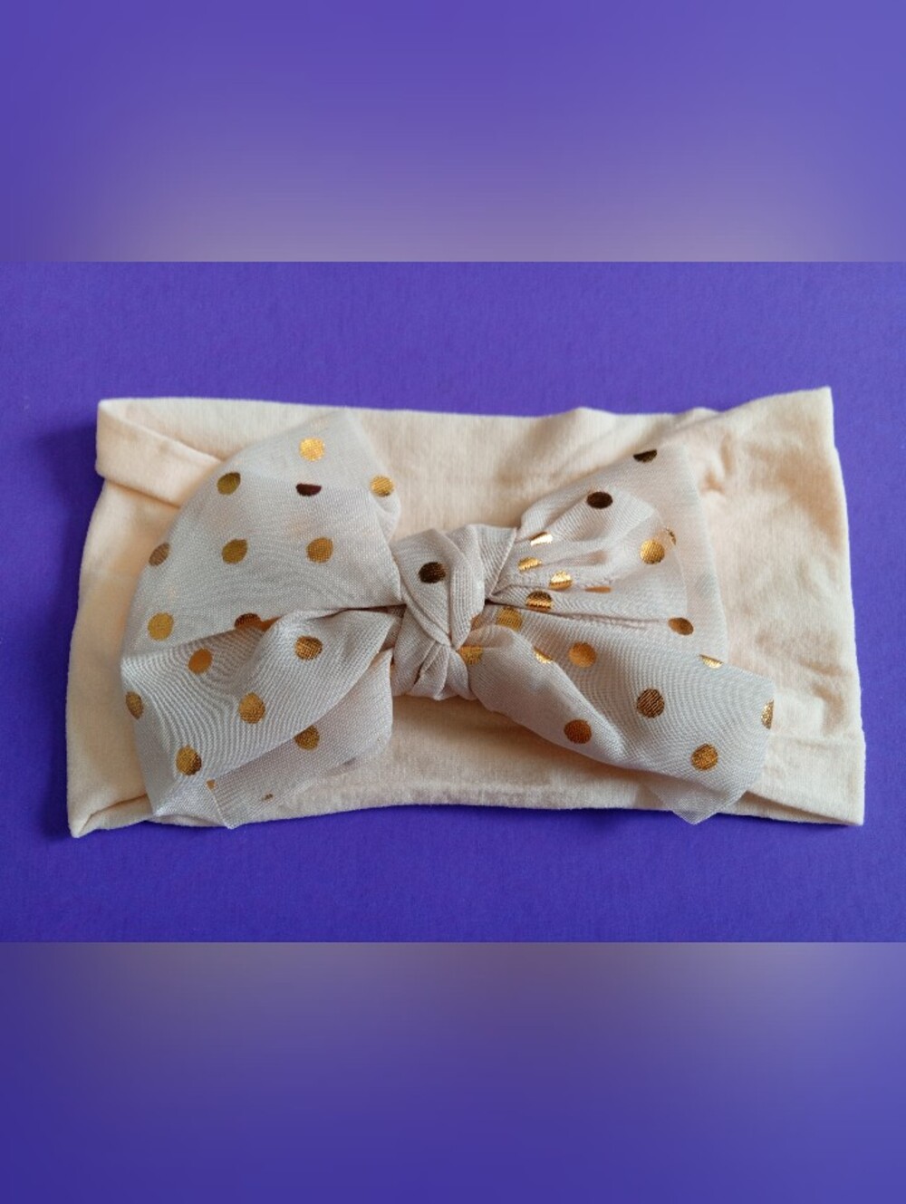 4 Baby Headband with 4 Colors With Gold Polka Dot Bows